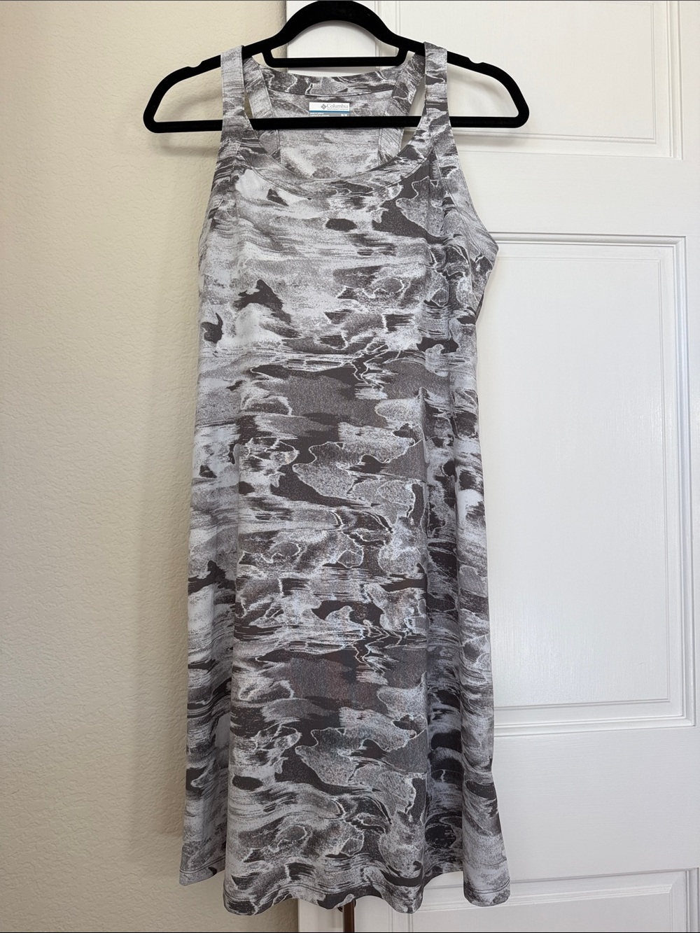 Columbia Marble-Print A-Line Tank Skirt in Gray and White